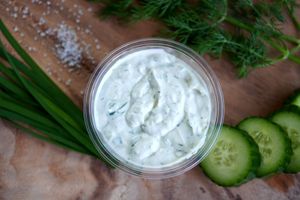 Tzatziki: vegan macadamia nut yogurt dip at Edible Peace in Honolulu