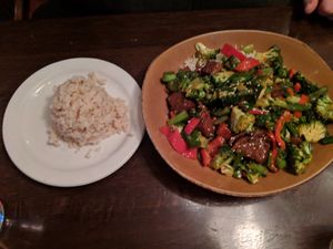 Mongolian stirfry with seitan (vegan) at Blind Faith Cafe in Evanston