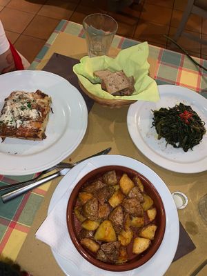 patate cicoria e lasagna  at Osteria VegGente in Marino