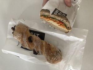 schoko twist & hummus sandwich   at Zeit Für Brot - Berlin Mitte 1 in Berlin