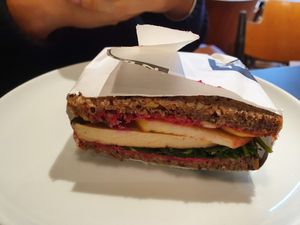 Tofu / apple / beetroot sandwich at Zeit Für Brot - Berlin Mitte 1 in Berlin