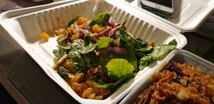 Pumpkin and Spinach Salad made with Vegan Cheese at Rafferty's Tavern in Warrnambool