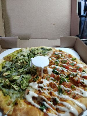 Half and half pizza at Pizzeria Halt in Modesto