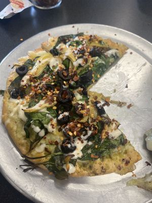 Vegan Artichoke Pizzaa  at Pizzeria Halt in Modesto