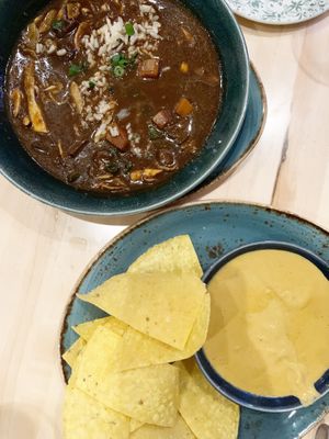 Gumbo & Chips with Queso at Seed in New Orleans