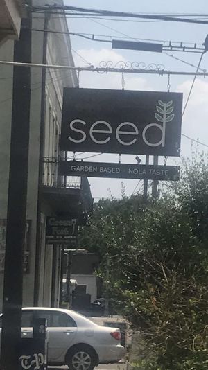 Outdoor sign at Seed in New Orleans