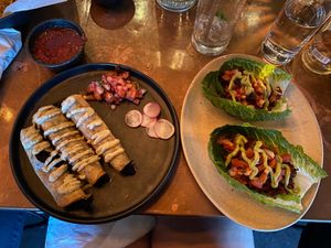 Taquitos de Jamaica and the Envolturas de Lechuga. at Coa in Columbia