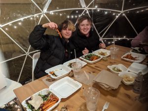 Happy campers in our igloos at Rejoice in Geneva