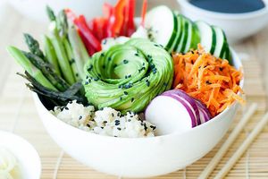 Refresh Salad (V, DF, GF)
Avocado, shredded carrots, cucumber, radish, bell pepper, asparagus, organic wild rice, black sesame seeds, tamari dressing at Rejoice in Geneva