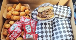 Philly Cheesesteaks and tater tots at Malibu's Burgers in Oakland
