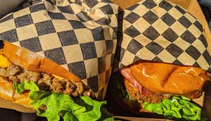 Malibu Burger (left) and La Lulu (right). at Malibu's Burgers in Oakland
