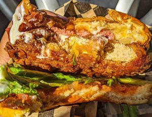 Vegan fried chik'n goodness. at Malibu's Burgers in Oakland