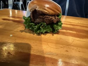 Lulu chikn sando  at Malibu's Burgers in Oakland