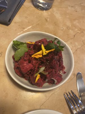Beet & tahini starter plate 🥰  at Lulu Green in Boston