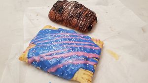 Poptart and chocolate croissant at Lulu Green in Boston