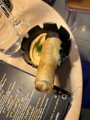 Pear blue cheese cigar (NYE pre fixe)  at Lulu Green in Boston