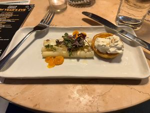 Asparagus and tart (NYE pre fixe)  at Lulu Green in Boston