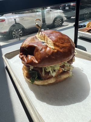 Fried chix sandwich  at Lulu Green in Boston