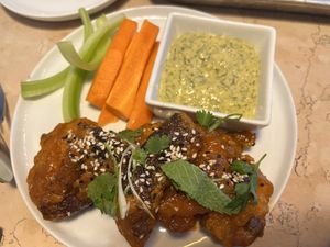 Boneless chick’n wings   at Lulu Green in Boston