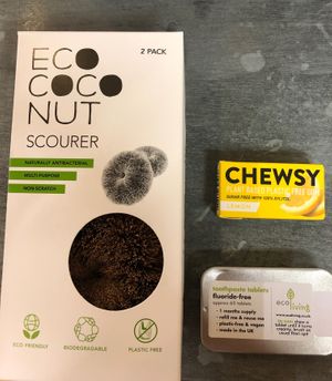 Vegan and plastic free chewing gum and other eco friendly products from the zero waste shop that belongs to the cafe at Projects in Winchester