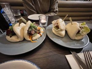 Bad buns with miso aubergine and pumpkin at Wulf & Lamb Marylebone in London
