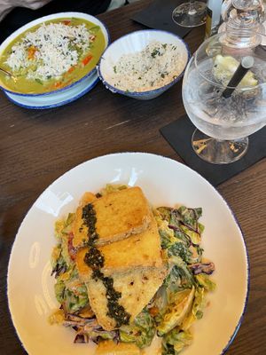 Green curry, tofu chimichuri salad   at Wulf & Lamb Marylebone in London