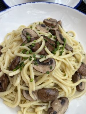 Mushroom pasta   at Wulf & Lamb Marylebone in London