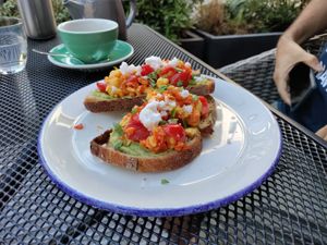 The most interesting breakfast item was a tasty ackee scramble on toast at Wulf & Lamb Marylebone in London