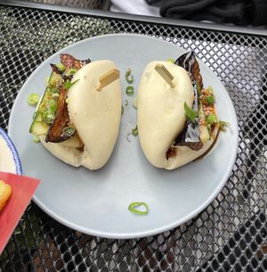 Bao buns aubergine amazing   at Wulf & Lamb Marylebone in London