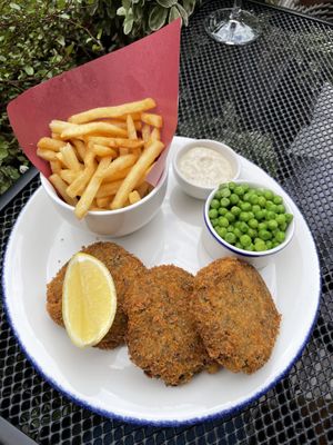 Banana blossom fish cakes yummy 😋   at Wulf & Lamb Marylebone in London