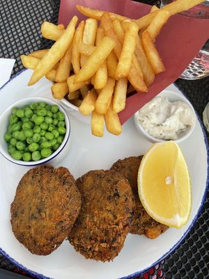 Blossom “fish” cakes  at Wulf & Lamb Marylebone in London