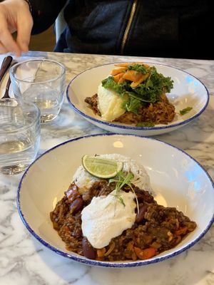 Chilli non carne & Wulf pie.  at Wulf & Lamb Marylebone in London