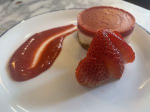 Strawberry cheesecake  at Wulf & Lamb Marylebone in London