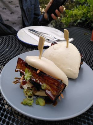 The Recommended bao with eggplant at Wulf & Lamb Marylebone in London