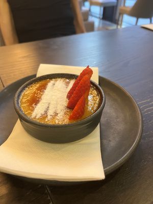 Mango crème brûlée   at Wulf & Lamb Marylebone in London