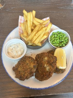 Blossom “fish” cakes   at Wulf & Lamb Marylebone in London