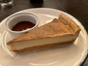 Cheesecake with coulis very good  at Wulf & Lamb Marylebone in London