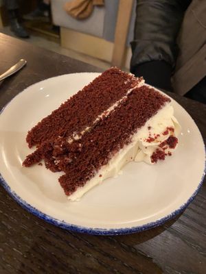 Vegan red velvet cake  at Wulf & Lamb Marylebone in London