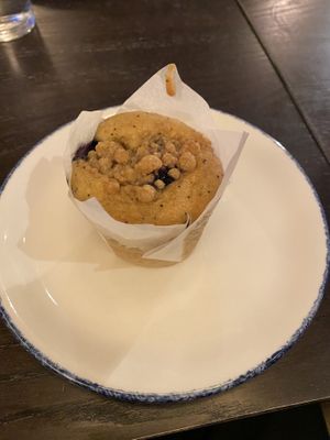 Vegan blueberry muffin  at Wulf & Lamb Marylebone in London