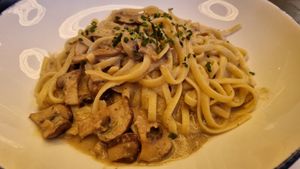 Creamy Mushroom Pasta at Wulf & Lamb Marylebone in London