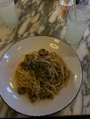 creamy mushroom pasta 🫶🏼  at Wulf & Lamb Marylebone in London