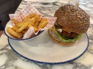 Fish burger   at Wulf & Lamb Marylebone in London