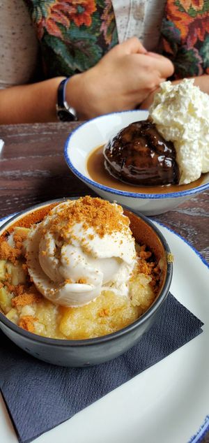 'Crumble' and sticky toffee pudding at Wulf & Lamb Marylebone in London