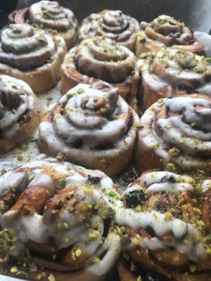 Sourdough cinnamon & pistachio buns. at Zilch Bakery & Deli in Glasgow