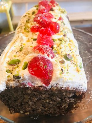 Banana walnut & pistachio cake with buttercream. at Zilch Bakery & Deli in Glasgow