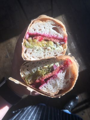 Roast, Brussels sprouts and beetroot mayo at Zilch Bakery & Deli in Glasgow