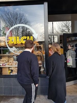 Zilch window  at Zilch Bakery & Deli in Glasgow
