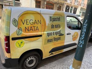 van that delivered our vegan nata (24) to our hotel. at VeganNata - Campo de Ourique in Lisbon