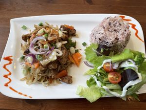 Mongolian BBQ dish revamped 2023  at Vegan Loving Hut Neubau in Vienna