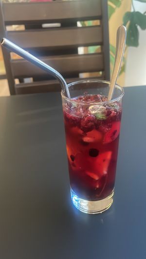 Raspberry lemonade  at Vegan Loving Hut Neubau in Vienna
